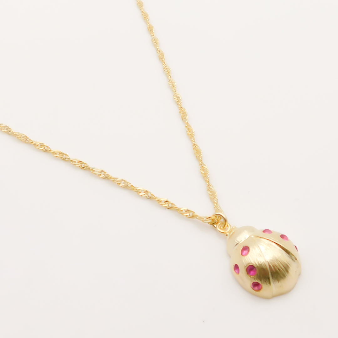 Flash Sale, Sterling Silver Lady Bird Necklace, Gold