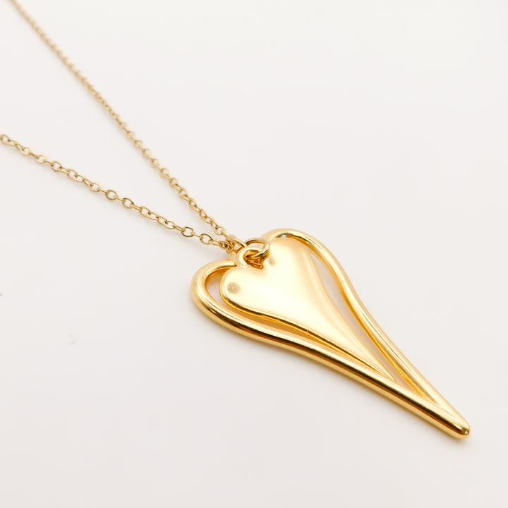 Standard and Open Heart Fine Chain Necklace, Gold