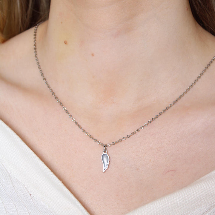 Marble Angel Wing Fine Chain Necklace