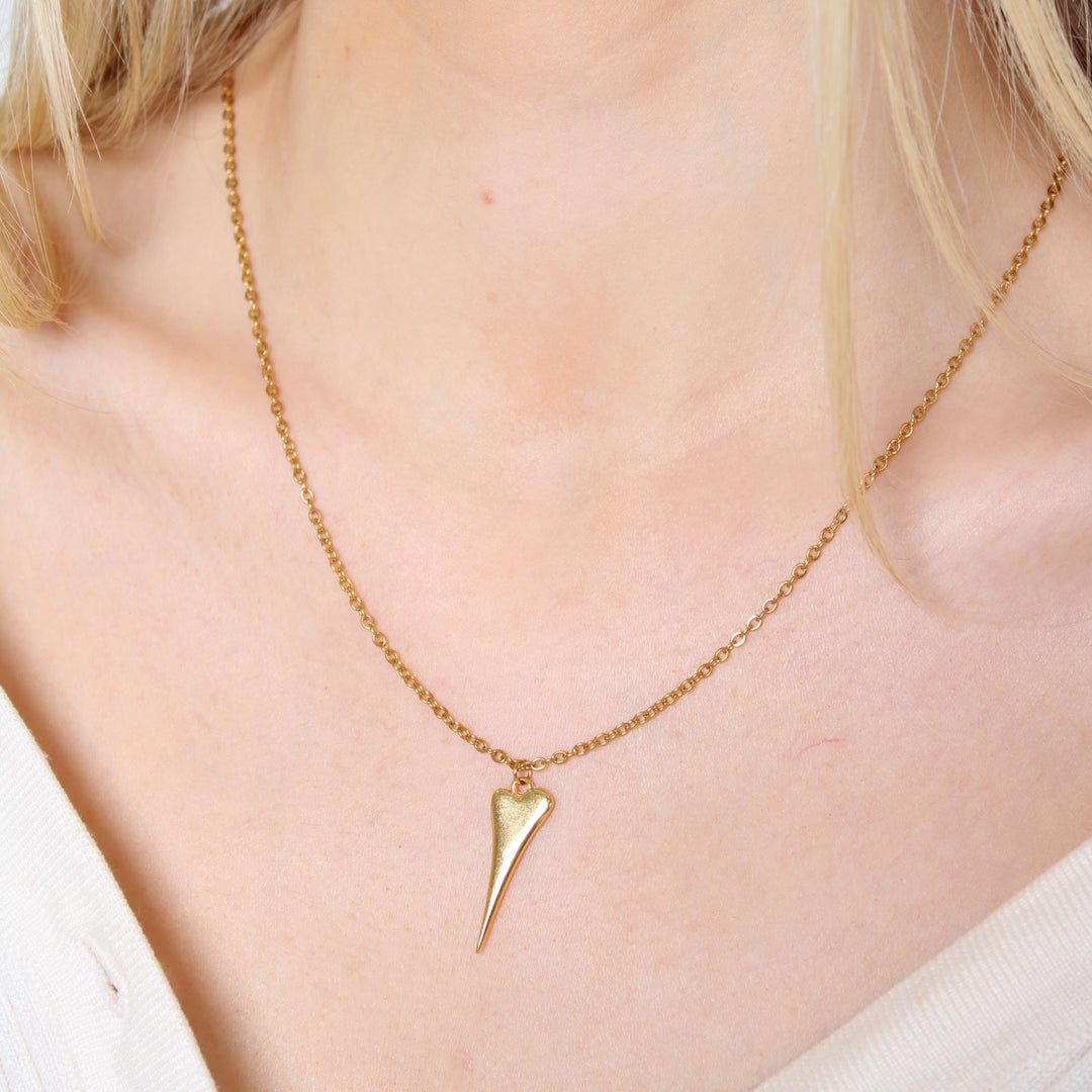 Pointed Heart Fine Chain Necklace, Gold