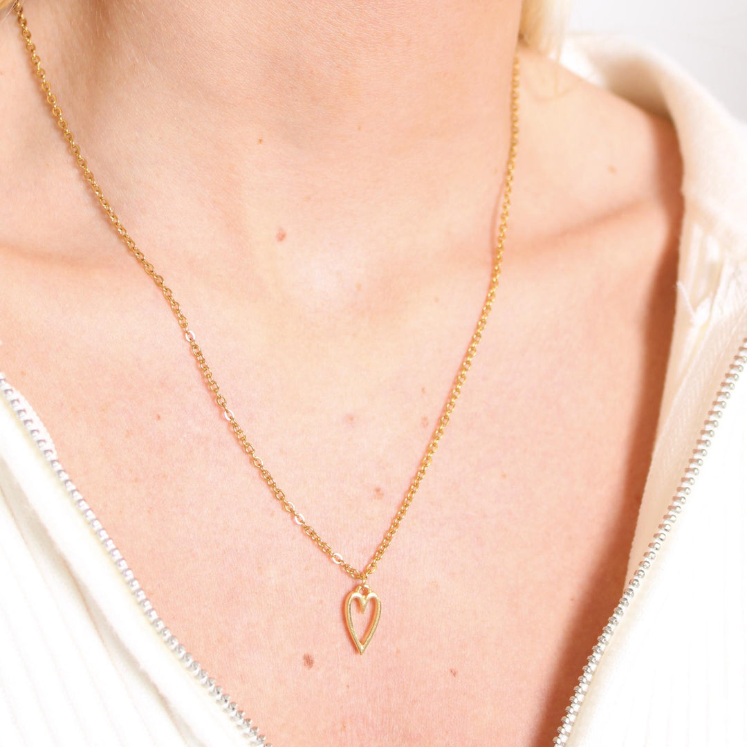 Open Heart Fine Chain Necklace, Gold