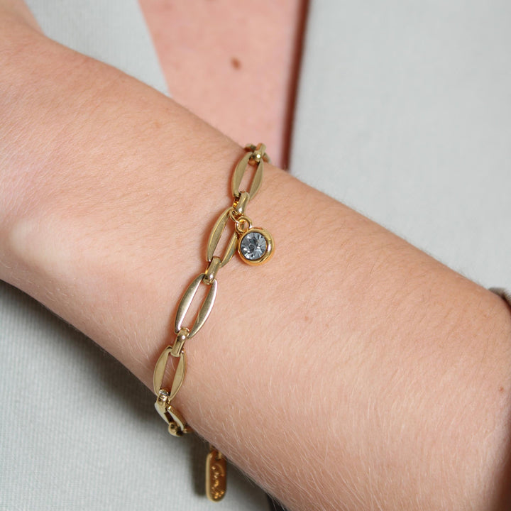Long Link Personalised Birthstone Bracelet, Gold