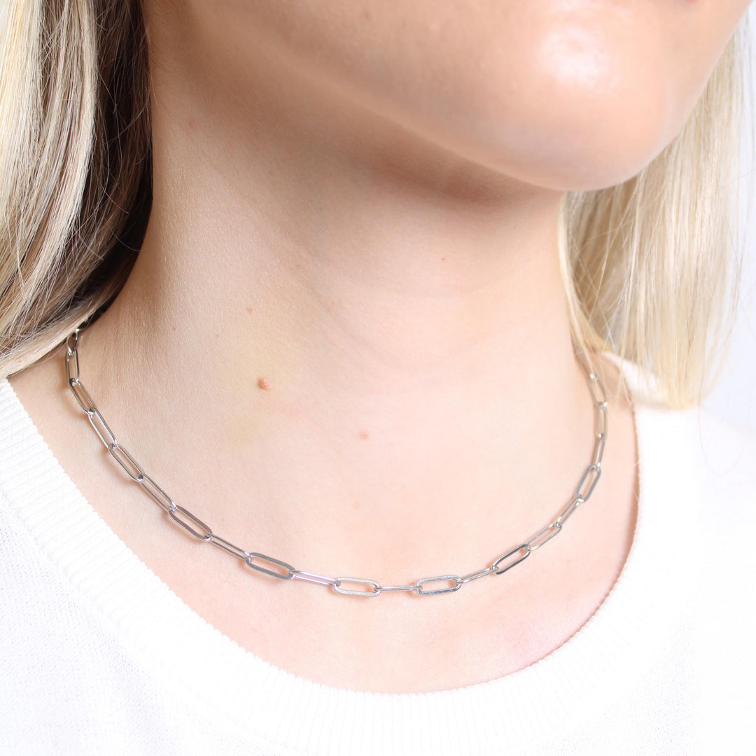 Essentials - Paperclip Chain Necklace, Silver