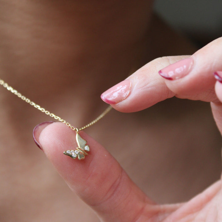 Flash Sale, Sterling Silver Nova Mini Butterfly Necklace, Gold