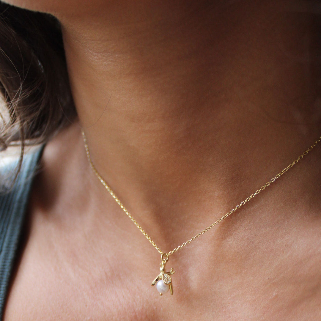 Flash Sale, Sterling Silver Dvora Bee Necklace, Gold