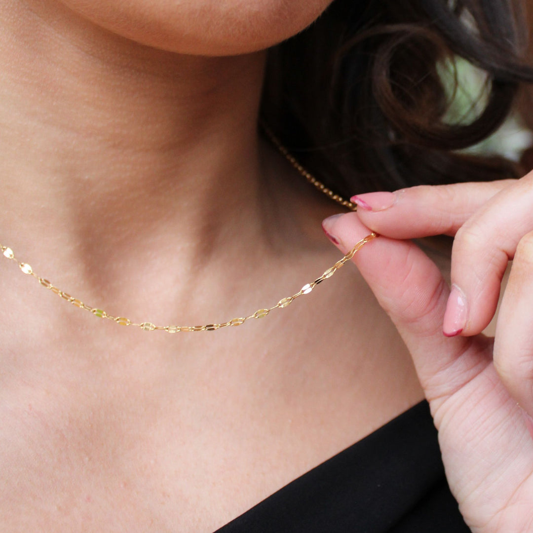 Vita Textured Link Chain Necklace, Gold