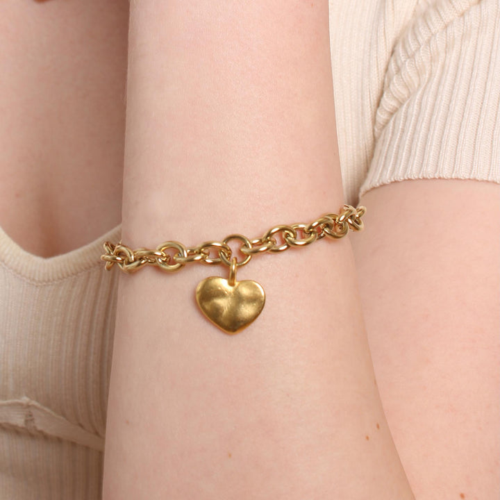 Amor, Hayley Heart Chunky Bracelet, Gold