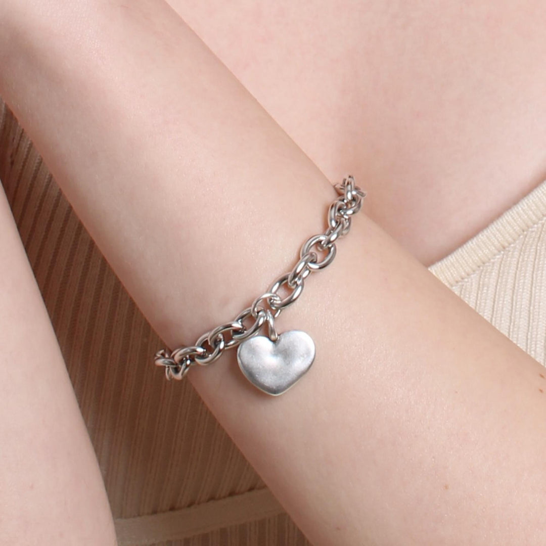 Amor, Hayley Heart Chunky Bracelet, Silver