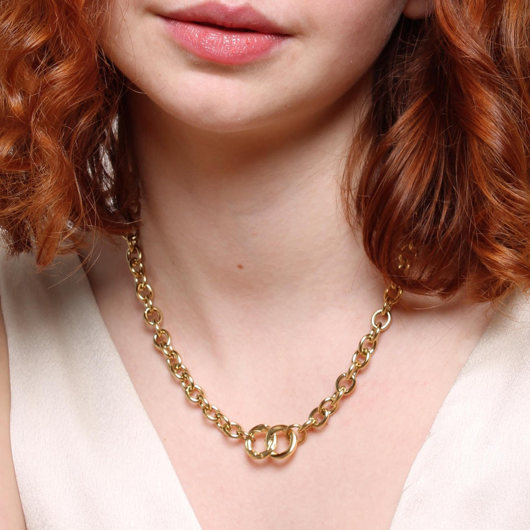 Infinity Chunky Necklace, Gold
