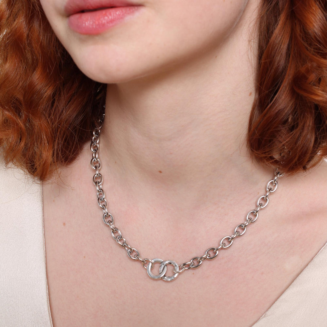 Infinity Chunky Necklace, Silver