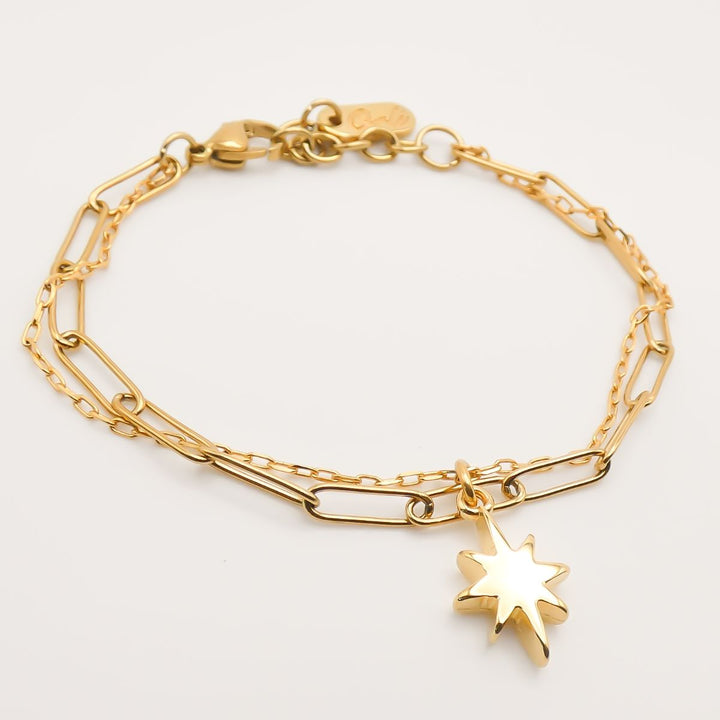 Double Chain Cosmic Starburst Bracelet, Gold