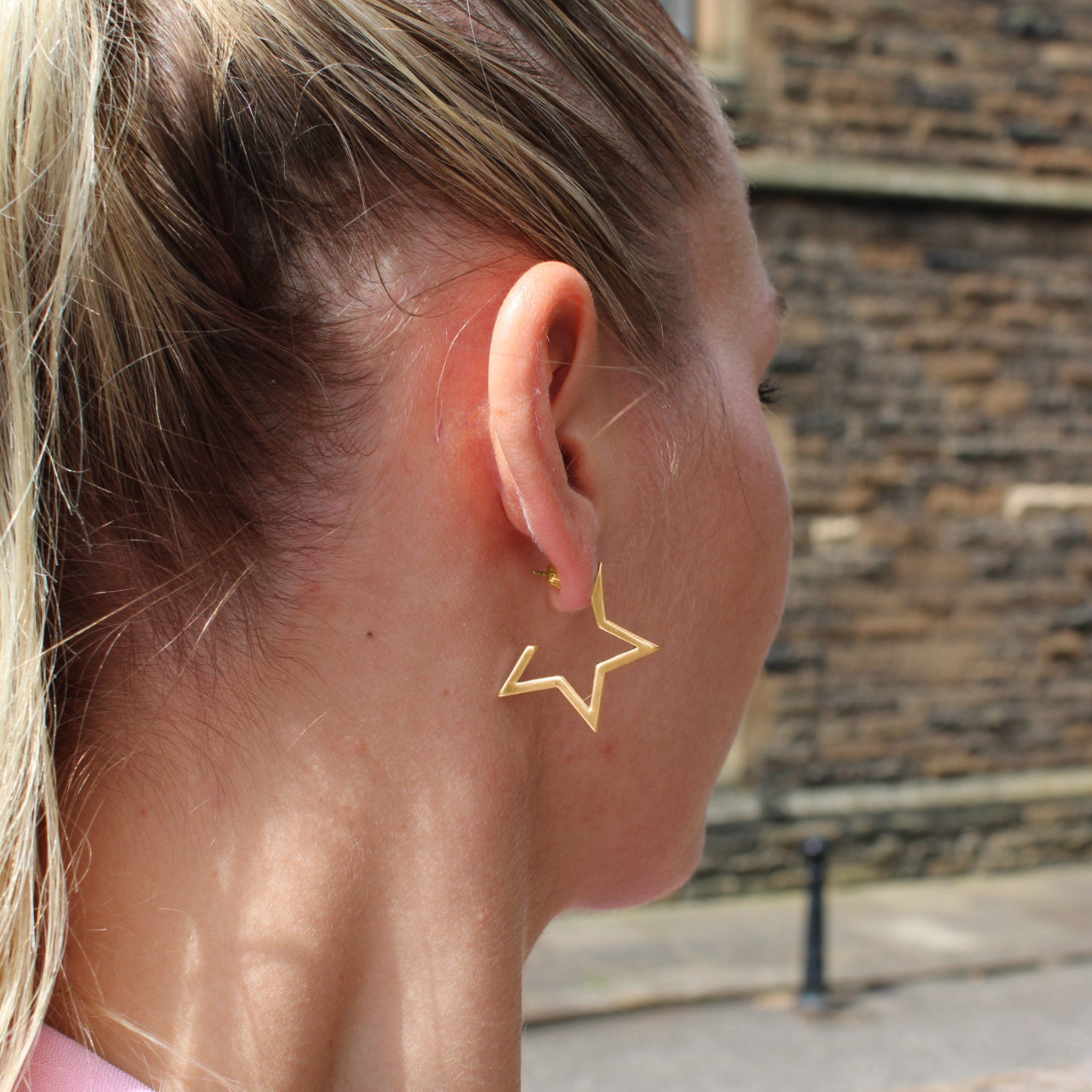 9ct Rose Gold Star Hoop Earrings | Silvermoon