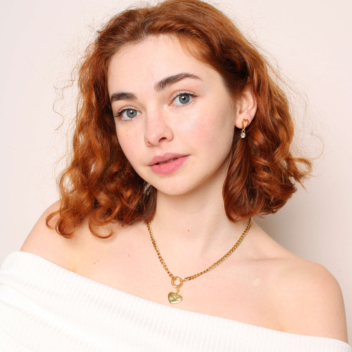 Hayley Heart Curb Necklace, Gold