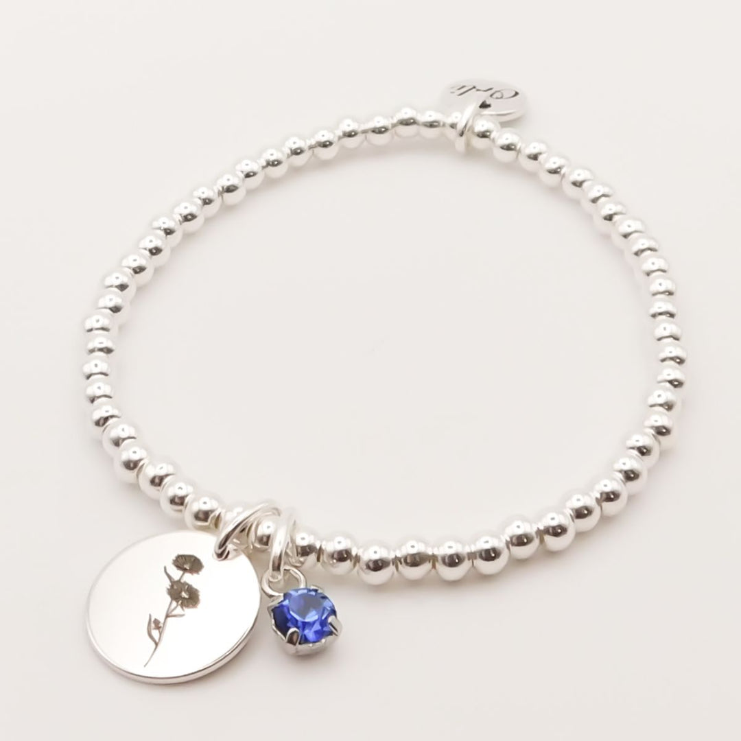 Birth Flower Personalised Beads Bracelet