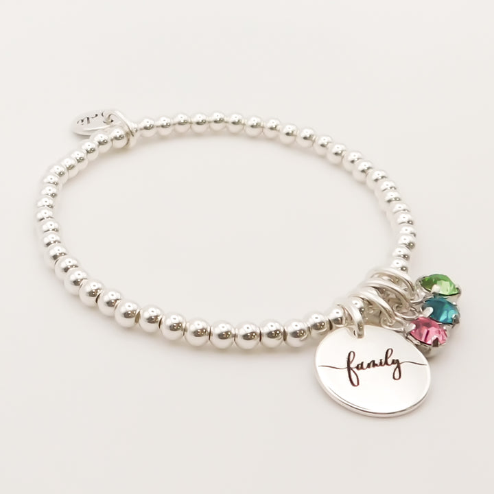 Personalised Family Birthstone Beads Bracelet