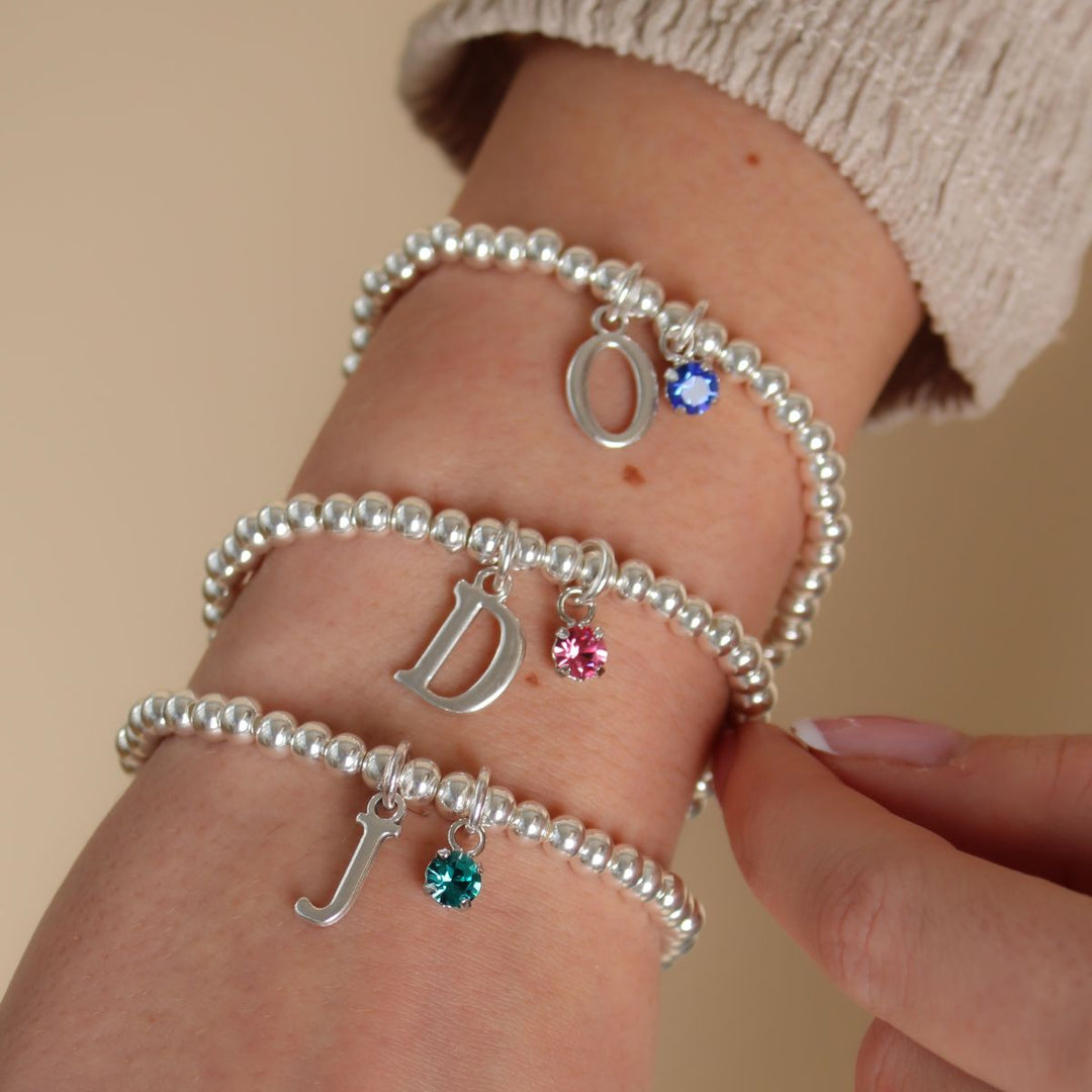 Initial & Birthstone Personalised Beads Bracelet