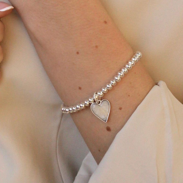 Marble Heart Beads Bracelet