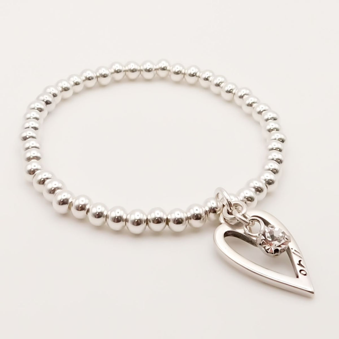 Mini Open Heart and Crystal Beads Bracelet