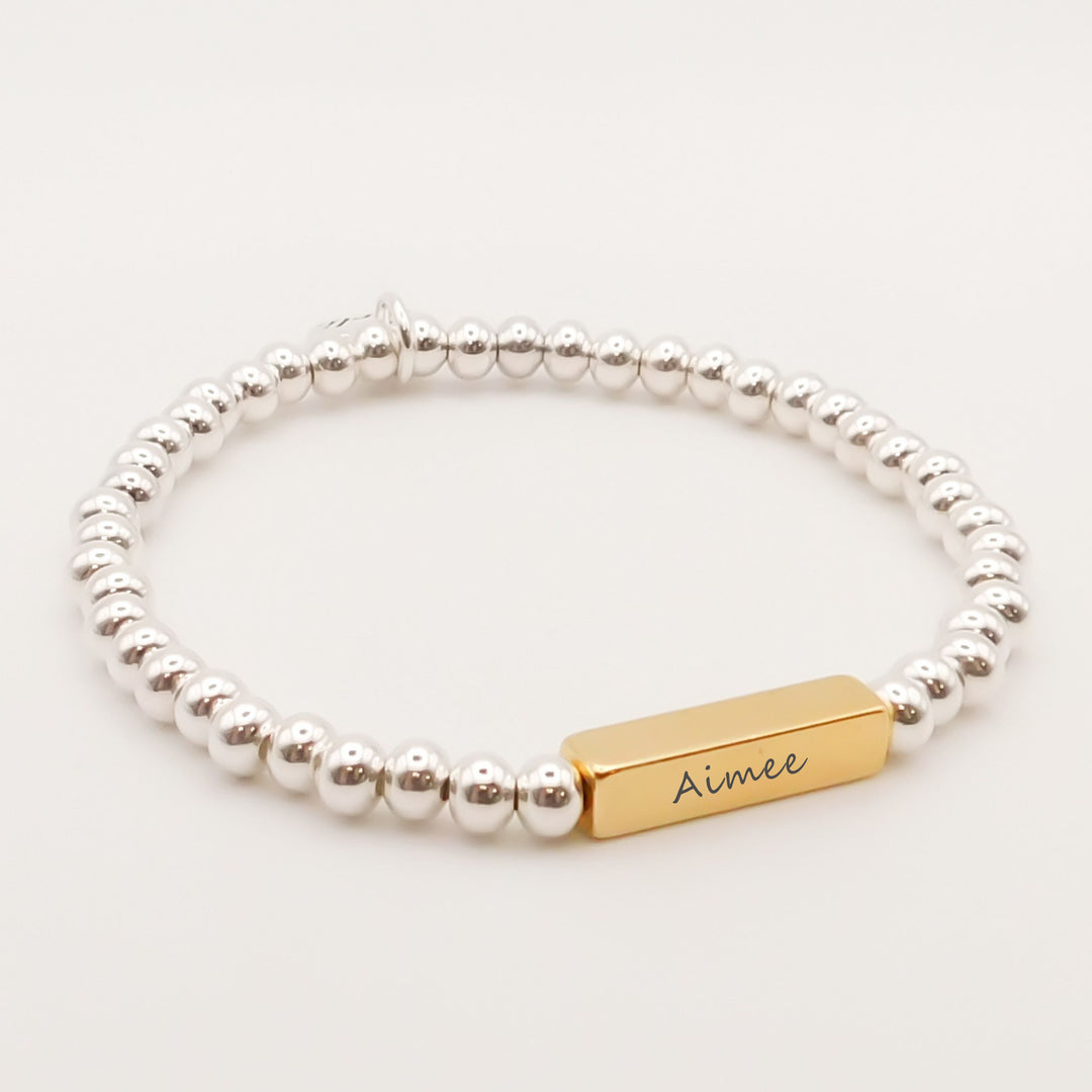 Engravables- Zara Personalised Beads Bracelet, Silver & Gold