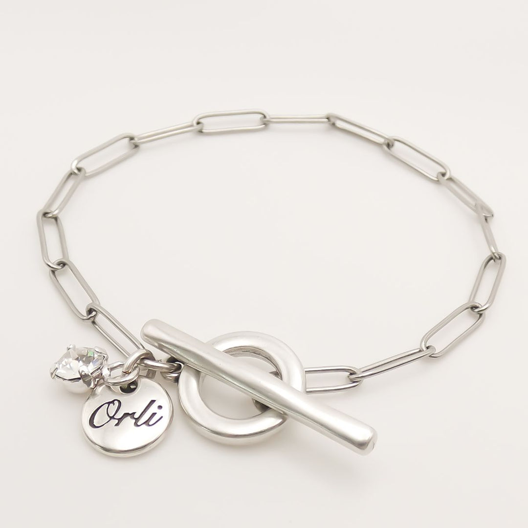 Gracie Personalised Bracelet with Birthstone, Silver