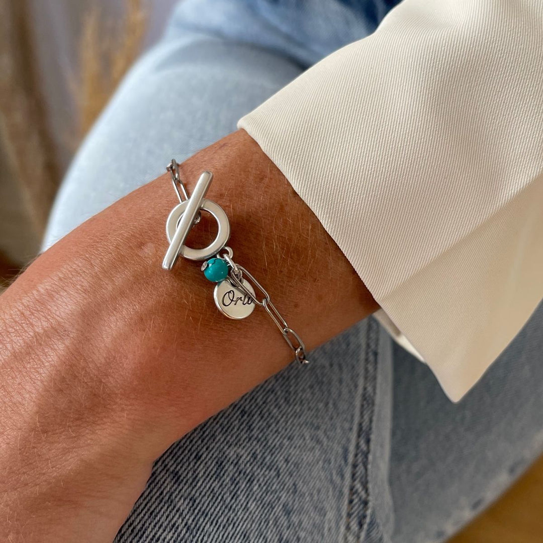 Gracie Bracelet with Turquoise Stone, Silver