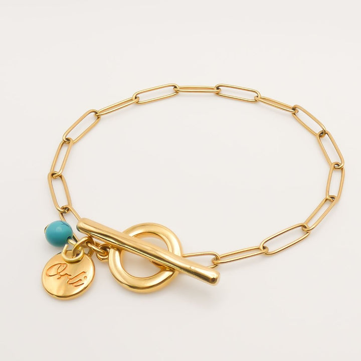 Gracie bracelet with Turquoise Stone, Gold
