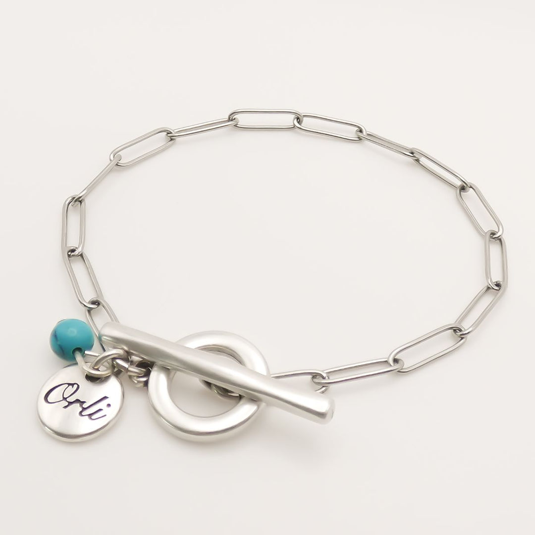 Gracie Bracelet with Turquoise Stone, Silver