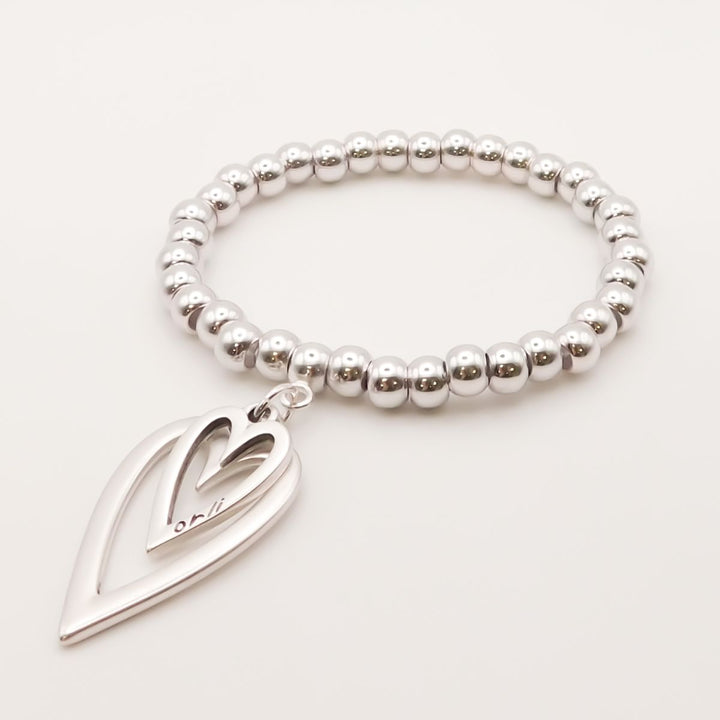 Open Heart and Mini Heart Chunky Beads Bracelet