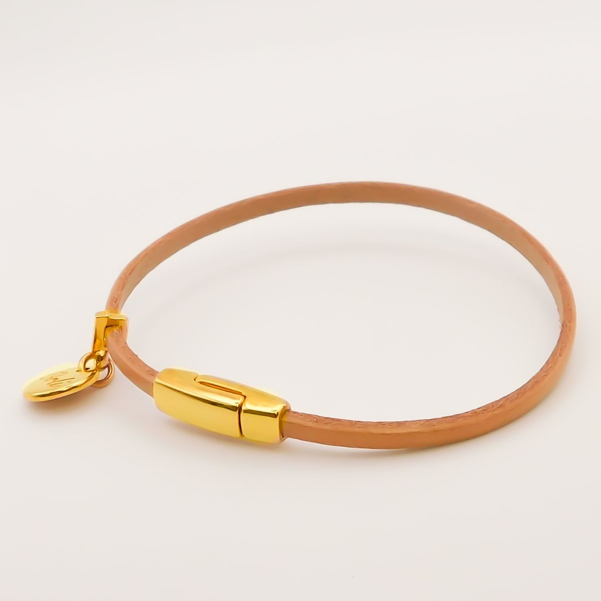 Gold Aum Men's Leather Bracelet for Men - Aumkaara Bracelet JewelsLane