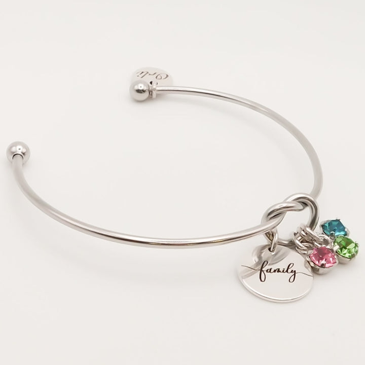 Personalised Family Birthstone Knotted Bangle