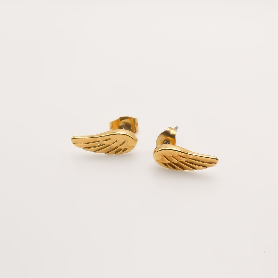 Outlet- Mini Angel Wing Stud Earrings, Gold
