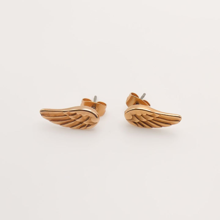 Outlet- Mini Angel Wing Stud Earrings, Rose gold