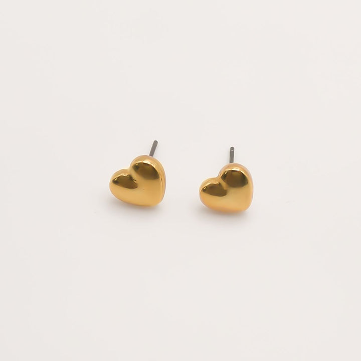 Outlet- Puffed Heart Studs, Gold