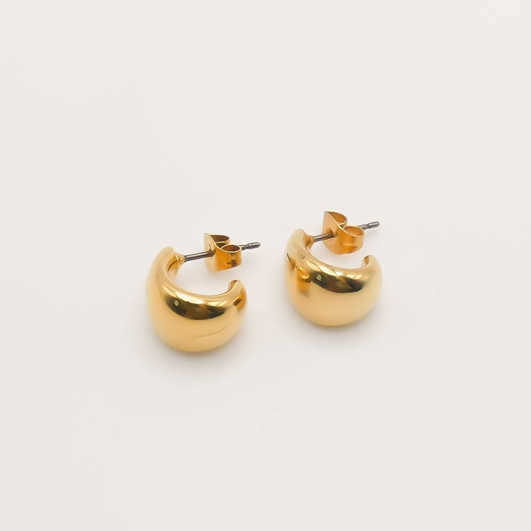 Small Chunky Half Hoops, Gold