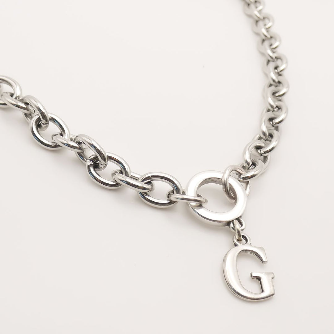 Initial Charm Chunky Necklace