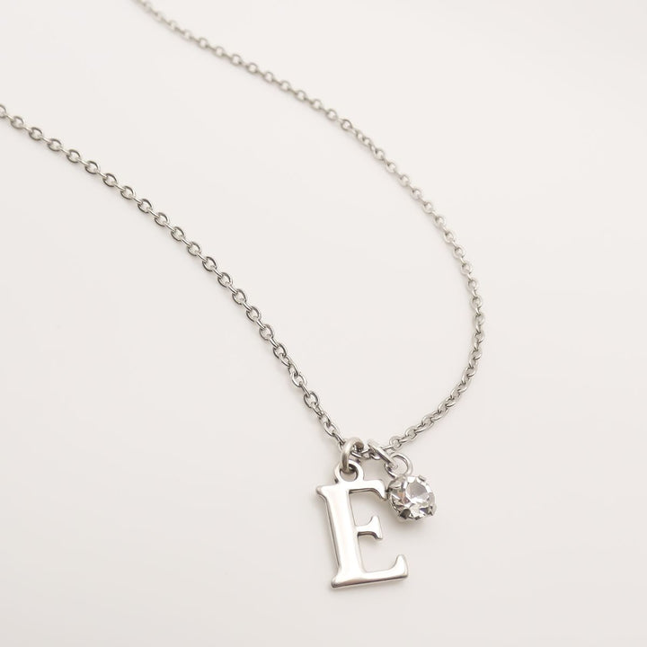 Initial and Birthstone Personalised Fine Necklace, Silver