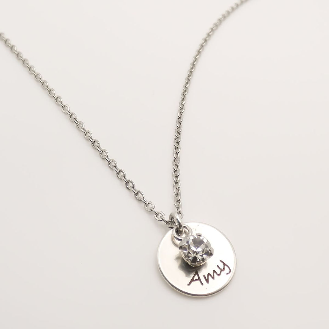 Engravables- Lily Personalised Birthstone Necklace, Silver