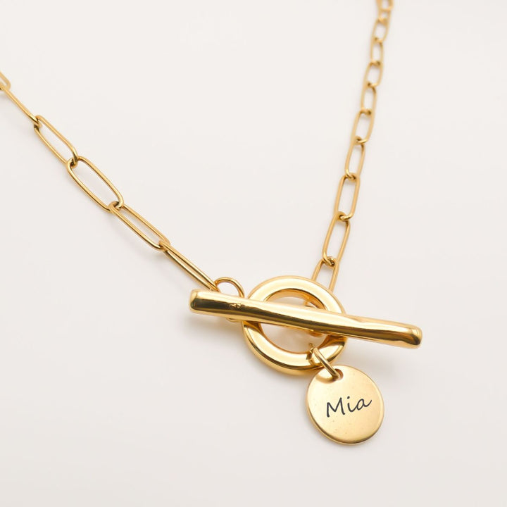 Engravables- Ella Personalised T-Bar Necklace, Gold