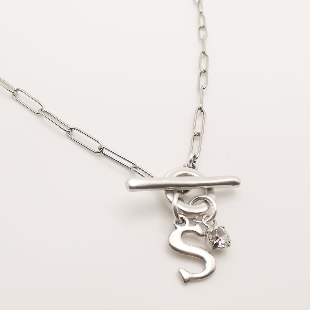 Gracie Personalised Initial & Birthstone necklace, Silver