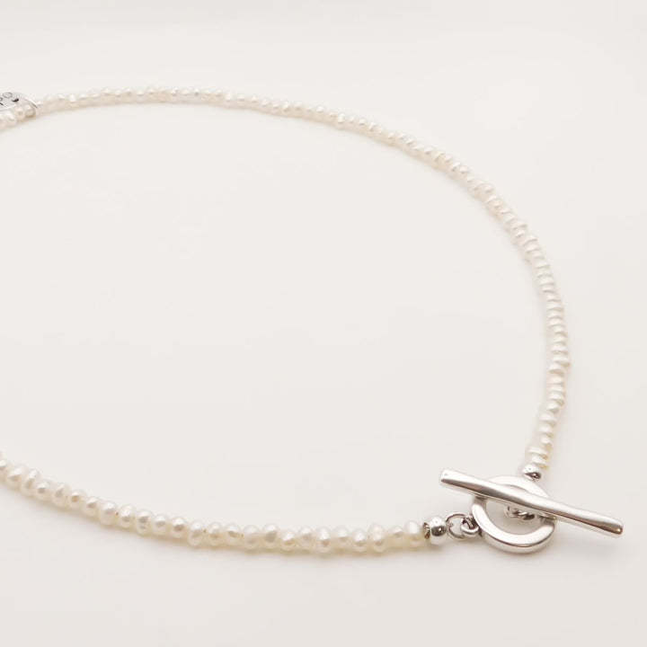 Pearl T-Bar Necklace, Silver