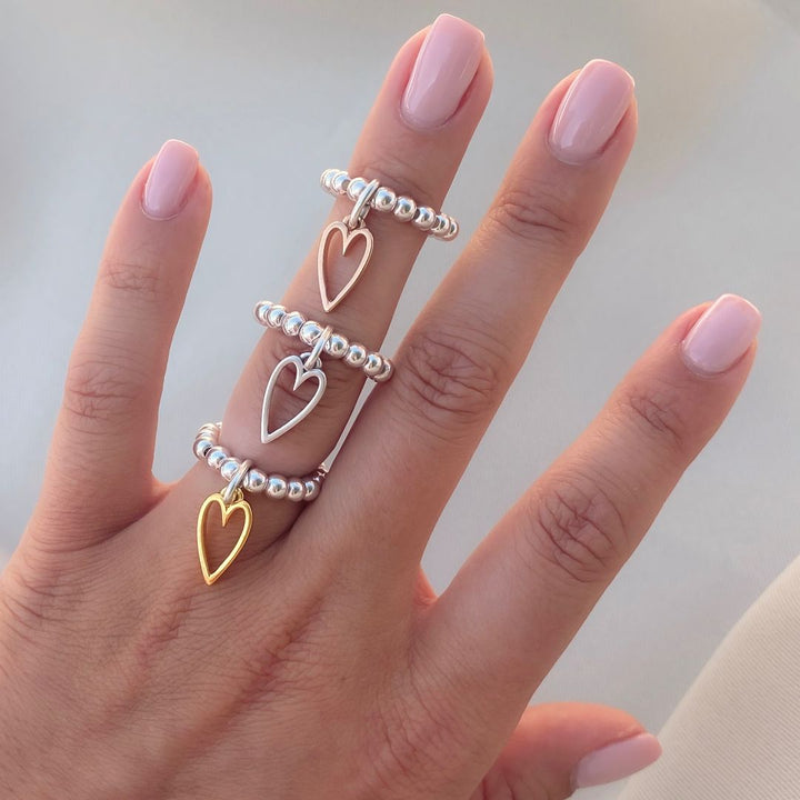 Mini Open Heart Beads Ring