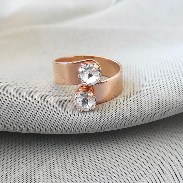 Outlet- Twin Crystal Ring, Rose Gold