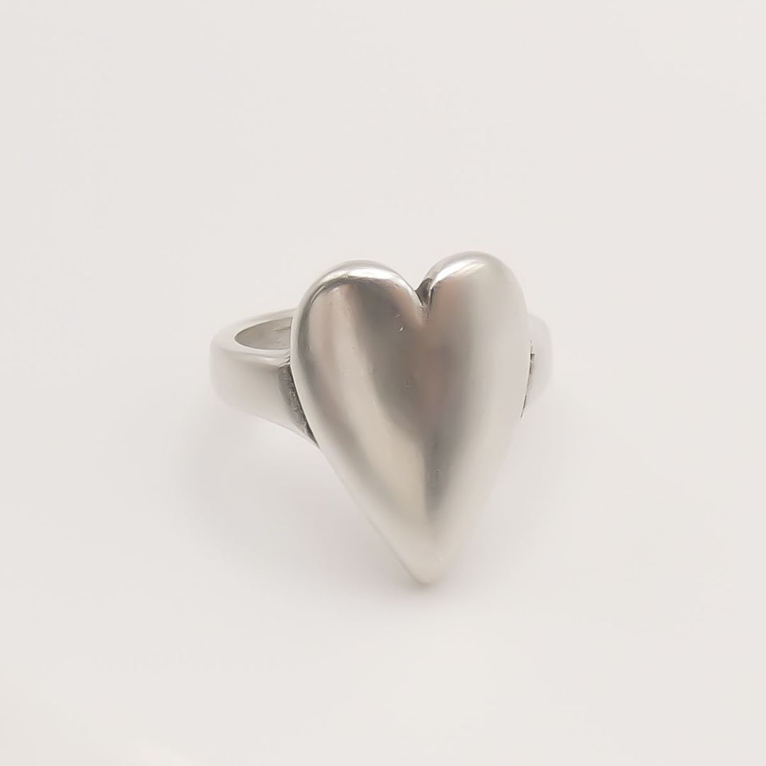 Chunky Solid Heart Ring, Silver