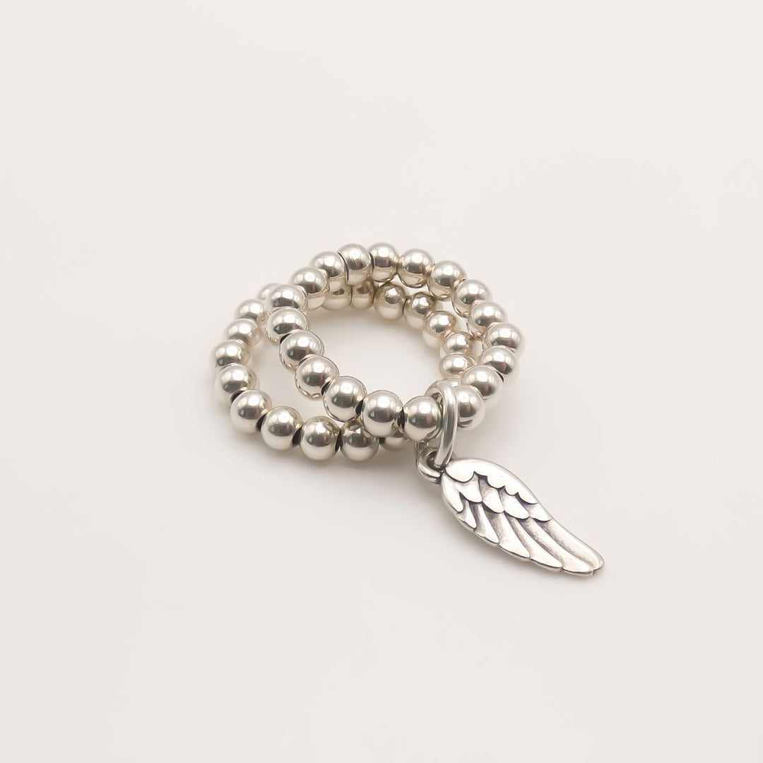 Set of 2- Angel Wing & Essential Beads Ring