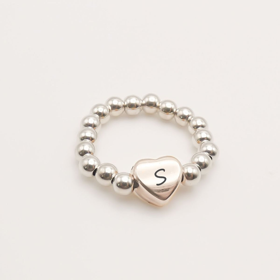 Beads & Glider Heart Personalised Ring