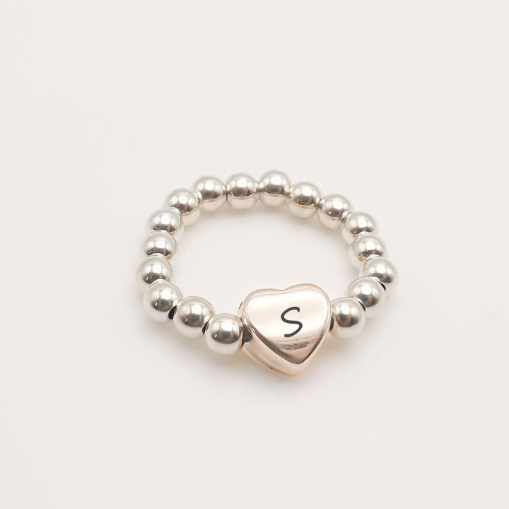 Beads & Glider Heart Personalised Ring