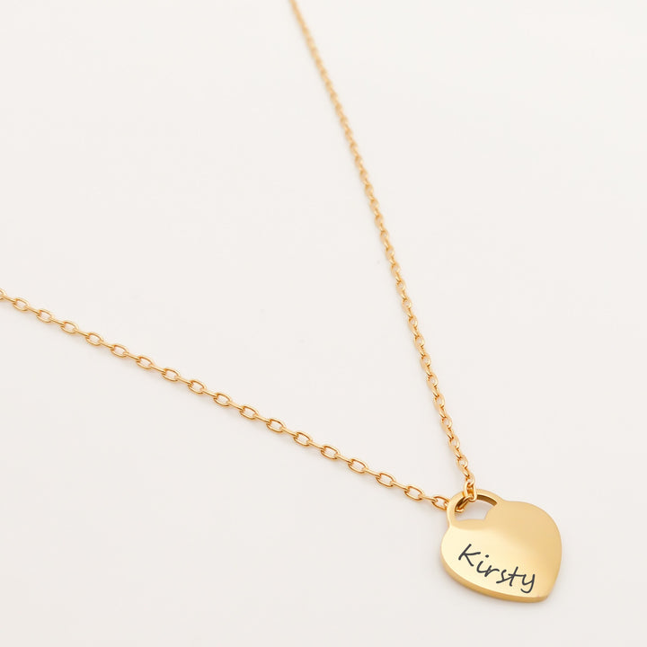 Engravables- Paige Heart Personalised fine chain necklace, gold