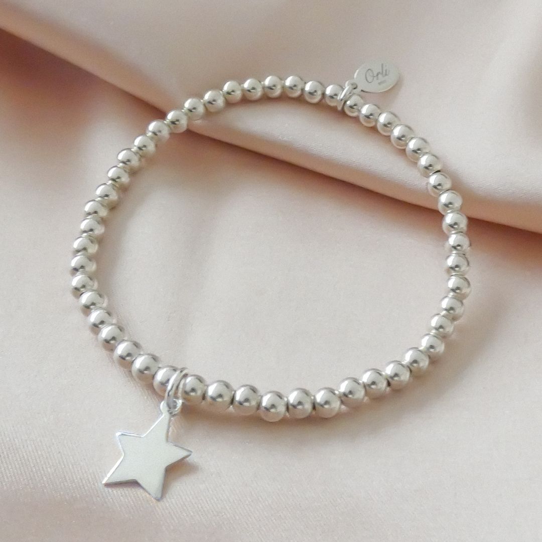 Sterling Silver Star Beads Bracelet