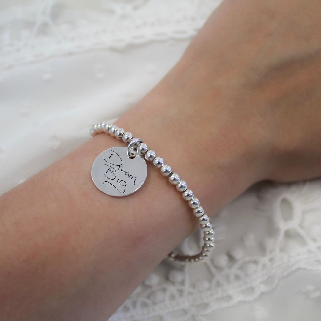 Handwritten Engravables- Sterling Silver sophie personalised stretch bracelet