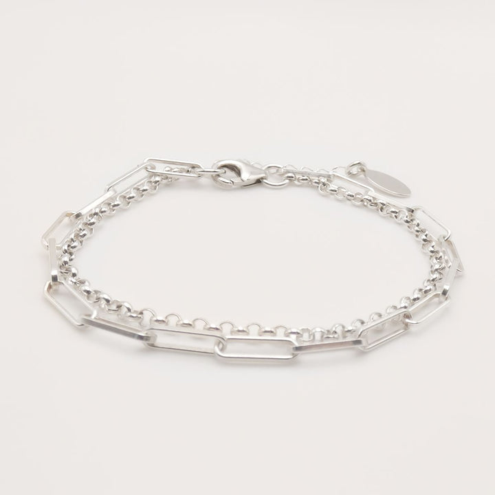 Sterling Silver Paperclip & Fine Chain Bracelet